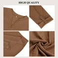 thumbnail image 4 of MOMOFEEL Long Sleeve Shirts for Women 3/4 Sleeve Loose Blouses V-neck Tunic Tops Summer (M9007 Coffee S), 4 of 9