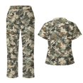 thumbnail image 2 of Yspwyqan Scrub Suit Women Set, Duck Camo Print V-Neck Scrub Top and Straight Leg Pants Size 2XL, Stretchy Cozy 2PCS Medical Uniforms Quick Dry for Salon Spa Pediatric Clinic, 2 of 7