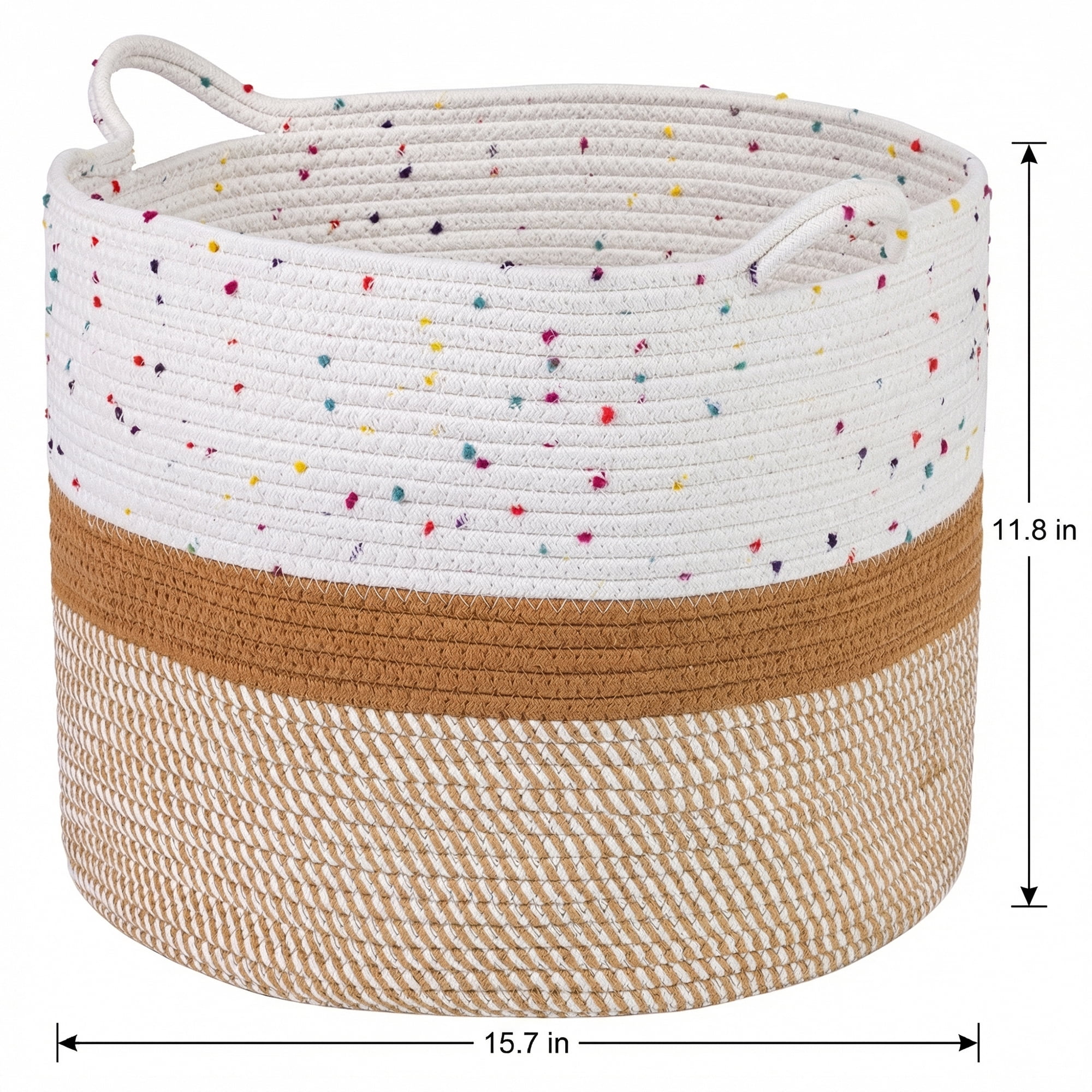 Unique Bargains Multiple Use Woven Storage Bin for Home White Brown 15.7*15.7*11.8in