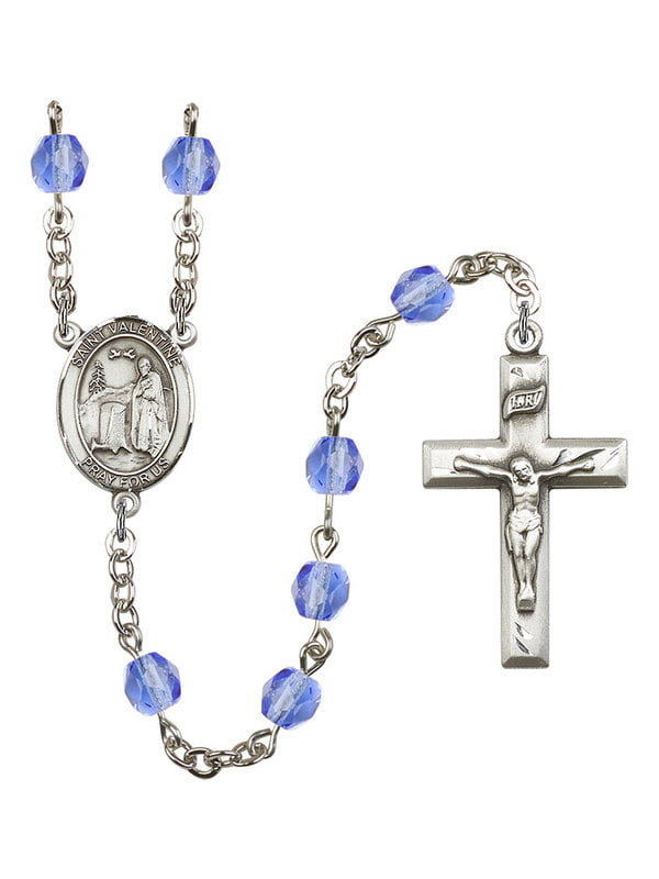 Silver Plate Rosary Bracelet features 6mm Amethyst Fire Polished beads Julia Billiart medal. The Crucifix measures 5/8 x 1/4 The charm features a St