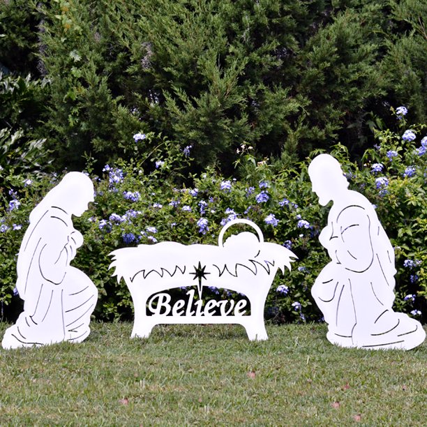 Teak Isle Outdoor Nativity Set Weatherproof Believe Holy Family