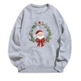 thumbnail image 4 of GuzomFashion Womens Gray Christmas Sweatshirt - 100% Polyester Oversized Crew Neck, Santa Wreath Graphic, Ribbed Cuffs, S-XXL for Holiday & Casual Wear,Size S, 4 of 4