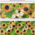 thumbnail image 2 of Soimoi Green Cotton Poplin Fabric Leaves & Sunflower Floral Printed Fabric 1 Yard 42 Inch Wide, 2 of 7