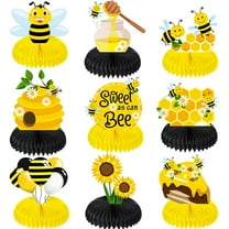 9 Pcs Honey Bee Baby Shower Party Decoration Centerpiece Bumble Honeycomb Centerpieces Table Decoration for Bee Day Themed Gender Reveal Birthday Party Supplies