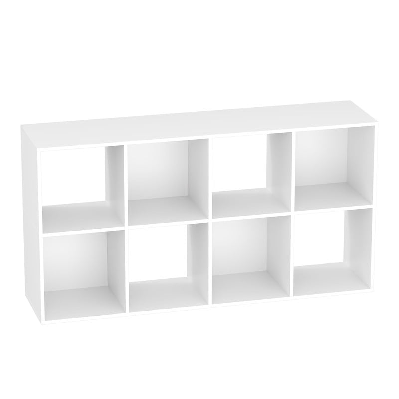 Beddle 8-Cube Storage Organizer, Open Bookshelf with Removable Back Panels, White Wood Bookcase for Living Room, Bedroom and Home Office
