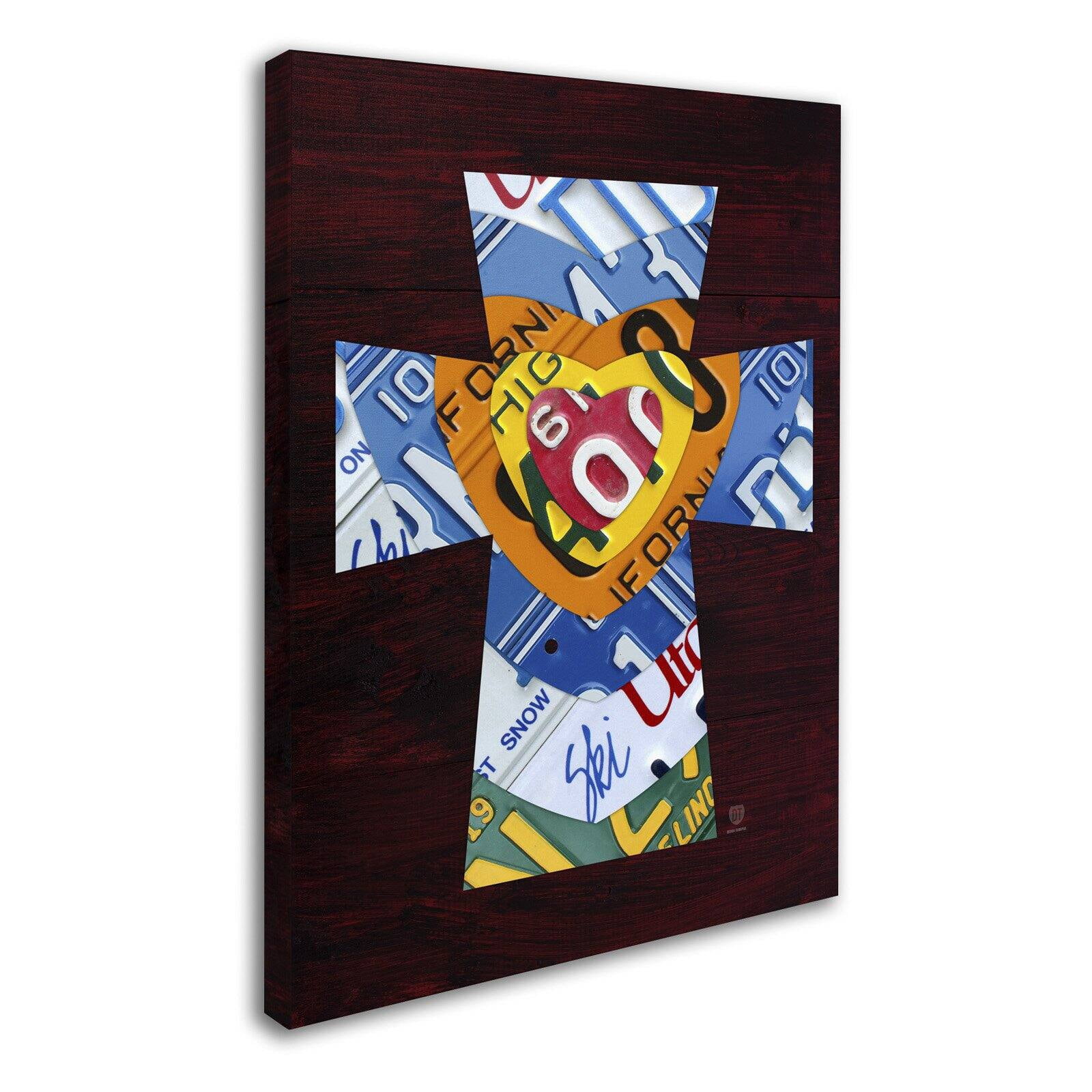 Trademark Fine Art 'Heart Cross' Canvas Art by Design Turnpike, Black Matte, Black Frame