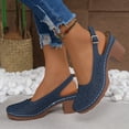 thumbnail image 6 of Viluyesy Women's Block Heeled Sandals, Adjustable Buckle Hollow Up Closed Toe New Style Comfortable Dress Shoes Blue, 6 of 9
