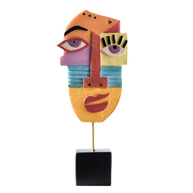 Personajes abstractos Manualidades Adornos Arte de la cara Estatua Escultura Resina Tallado a mano Estatuilla Knick-knack Oficina en el hogar Dormitorio Sala de estar Sala de estudio Afortunado Sencillez