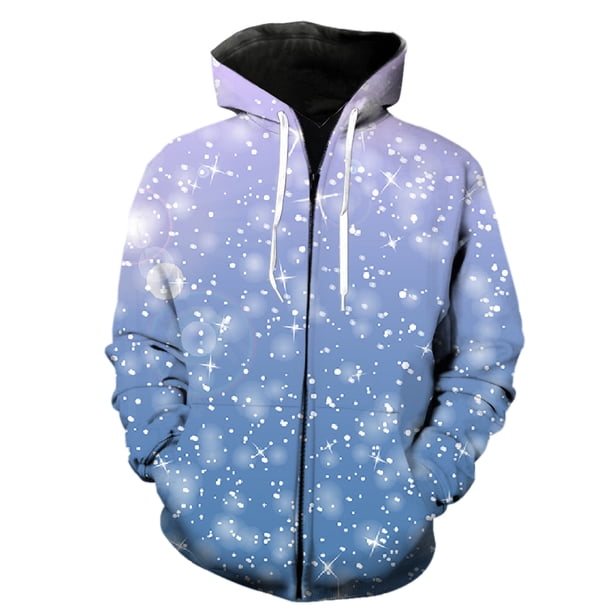 Sudadera con capucha y cremallera para hombre, diseño de copos de nieve de invierno, estilo urbano, para adolescentes, informal, de primavera, estilo Harajuku, con estampado 3D y capucha.