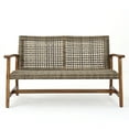 thumbnail image 7 of GDF Studio Rachel Outdoor 5 Piece Wood and Wicker Chat Set with Fire Pit, Gray and Brown, 7 of 7