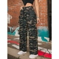 thumbnail image 3 of Women’s High Waisted Camo Cargo Pants – Baggy Wide Leg Trousers with Flap Pockets, 3 of 6