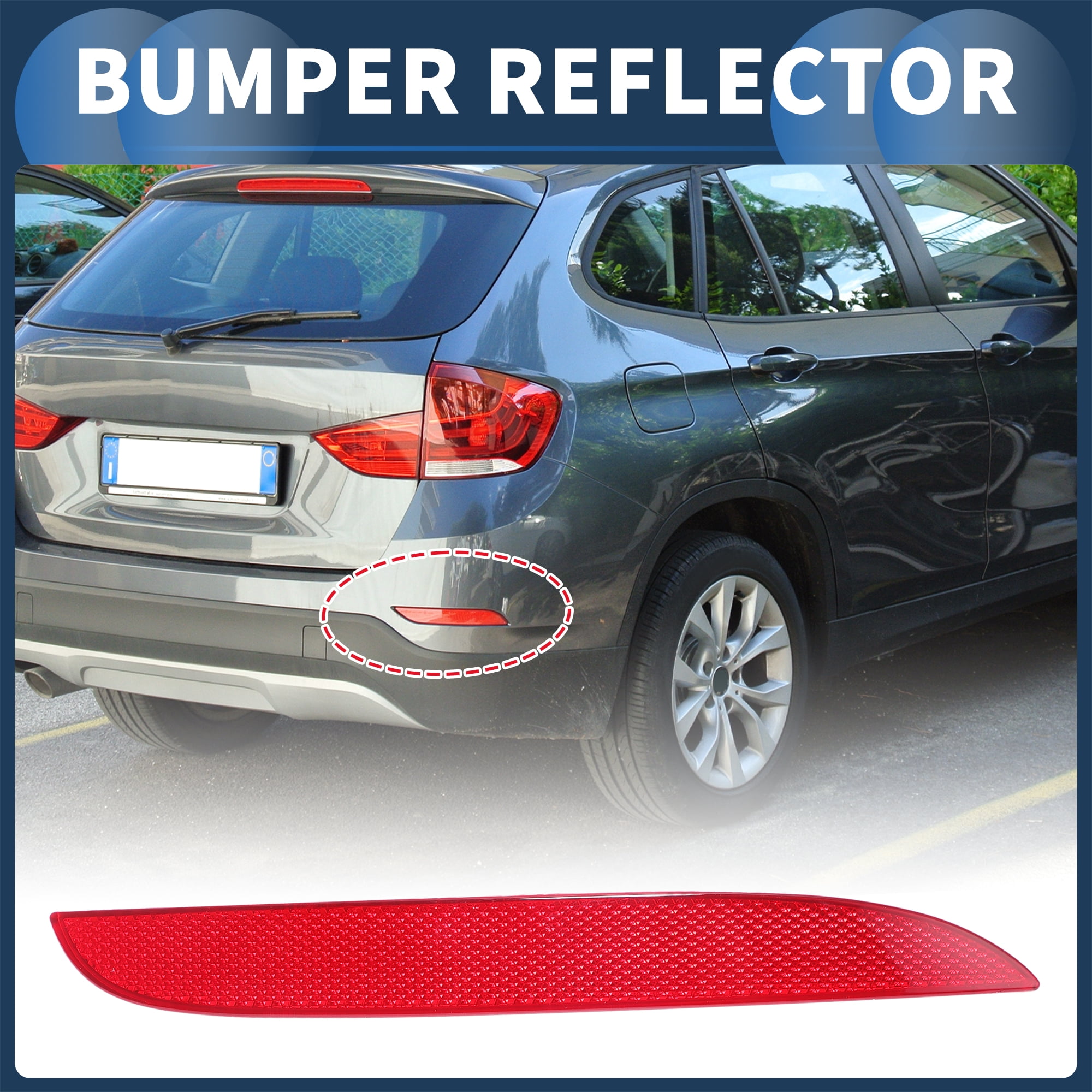 Unique Bargains Bumper Reflector Rear Right 8.66"x1.06" for BMW X1 E84 2008-2012