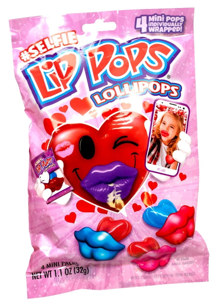 Flix Candy (1) Bag Kissy Lip Pops 4 Mini Packs Valentine's Day