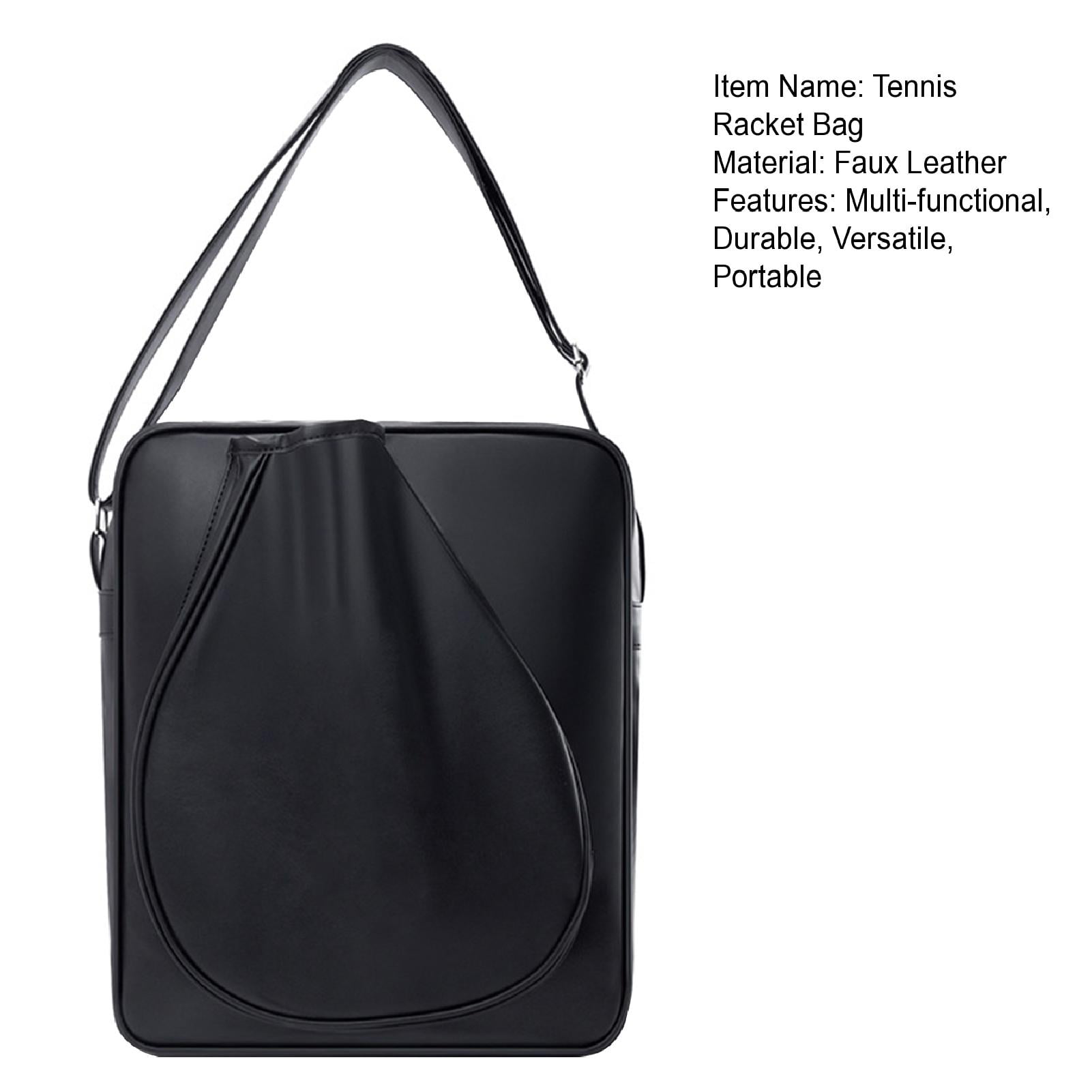 Lifetechs Tennis Bag Tennis Sling Crossbody Bag Large Capacity Faux Leather Racket Bag for Badminton Pickleball Racquets