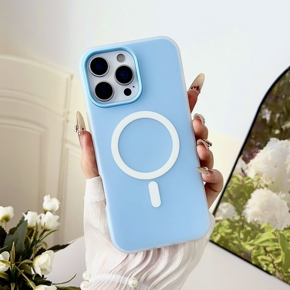 For iPhone 14 Pro Case Silicone, Magnetic Slim Thin Phone Case Compatible with Magsafe Wireless Charging, Cute Girly Aesthetic Soft Rubber Gel Safecase for Women Girls Men,Blue