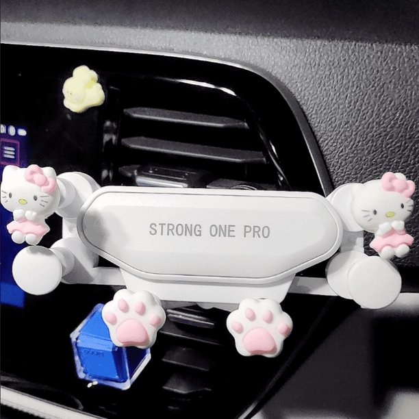Hello Kitty-Soporte de teléfono móvil para coche, accesorio decorativo para automóvil, para viaje al aire libre, ventilación de aire, fijo