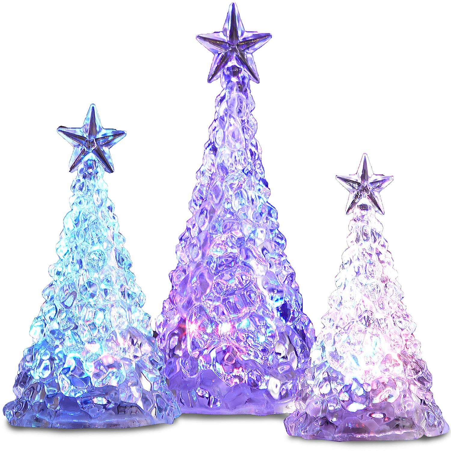 Fao Schwarz Changing Color Led Acrylic Trees 3 Pack Walmart Com