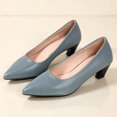 thumbnail image 4 of Women’s Pointed Toe Low Kitten Heel Pumps, Soft Faux Leather Slip‑On Dress Shoes, Comfortable Non‑Slip Office Casual Formal Footwear, 4 of 9