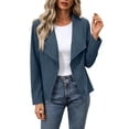 thumbnail image 2 of TGSLY Women's Faux Suede Jackets Fashion Fall Lapel Open Front Cropped Coat Dressy Casual Solid Color Long Sleeve Outwear Jackets XXL, 2 of 10