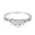 thumbnail image 6 of 14k White Gold Oval White Topaz And Diamond Three Stone Ring, 6 of 6
