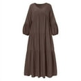 thumbnail image 3 of ZANZEA Women V-Neck Puff Sleeve Bohemian Casual Long Dress, 3 of 11