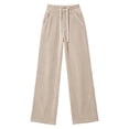 thumbnail image 5 of ClodeEU Women's Drawstring Elastic High Waist Wide Leg Corduroy Pants,Solid Color Loose Casual Trousers With Pockets ,Women's Plus XXL, 5 of 7