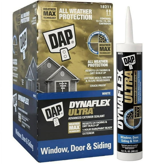 12 Pack of 10.10 fl oz Dap 18211 DynaFlex Ultra White Advanced Exterior Window, Door & Siding Sealant