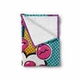 thumbnail image 2 of Kiss Soft Flannel Fleece Throw Blanket, Kiss Me Word Bubble in Pop Art Style Retro Colorful Dotted Backdrop with Pink Lips, Cozy Plush for Indoor and Outdoor Use, 50" x 60", Multicolor, by Ambesonne, 2 of 6