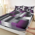 thumbnail image 3 of Feelyou Grey Purple Square Teens Twin Sheet Sets, Retro Abstract Bedding, 3-Piece, 3 of 7