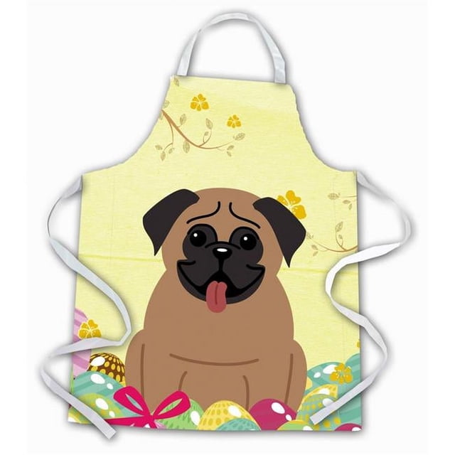 Carolines Treasures BB6005APRON Easter Eggs Pug Brown Apron