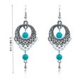 thumbnail image 3 of HHBEAUTY Earrings for Women, Women Hook Earrings Vintage Ethnic Style, Bohemian Faux Turquoise Beaded Hollow Out Geometric Hanging Earrings Ear Jewelry, 3 of 7