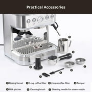 Espresso Machine with Built-in Grinder,Italian ULKA 15 Bar Espresso Machine - 85oz Water Tank, Dual PID Control, Milk Frother & Auto-Cleaning for Perfect Lattes and Cappuccinos