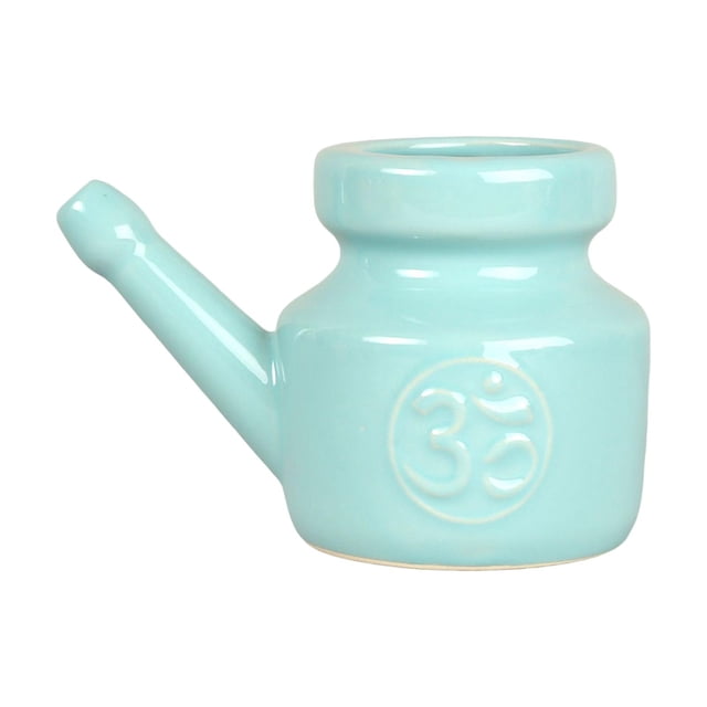 Olla de limpieza , olla de cerámica, fácil de limpiar, olla de irrigador nasal portátil de viaje duradera para lavado , limpieza Azul claro
