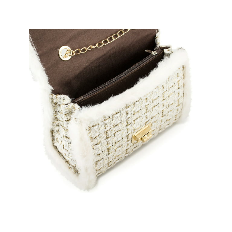Women's Leather Phone Pouch, Pearl Chain Mini Shoulder Bag