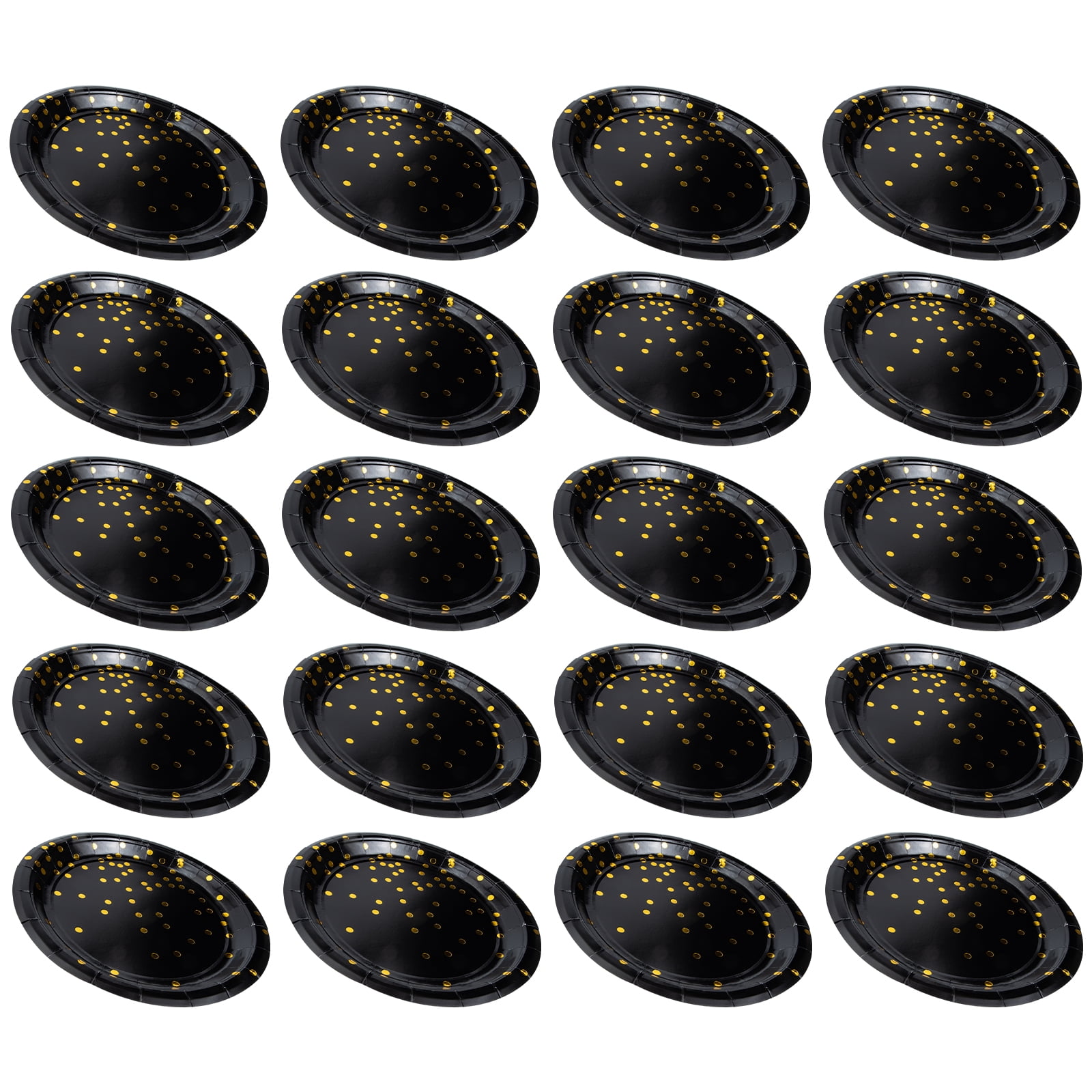 Plates Paper Disposable Plates Party Black Golden Dinner Dot Cake