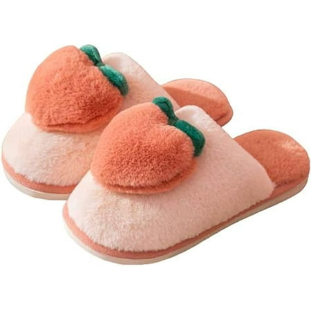 

DabuLiu Women Men Fluffy Faux Fur Plush Warm Soft House Slippers Fashion Cute Peach Heart Fuzzy Indoor House Shoes Winter Fall