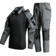 thumbnail image 2 of Workwear Tactical Training Suit for Mens Long Sleeved Zipper Hooded Multifunctional Set Windproof Rainproof Hoodies High Waist Athletic Stretch Pants Gym Traning Track Joggers Suits with Mutil Pocket, 2 of 7