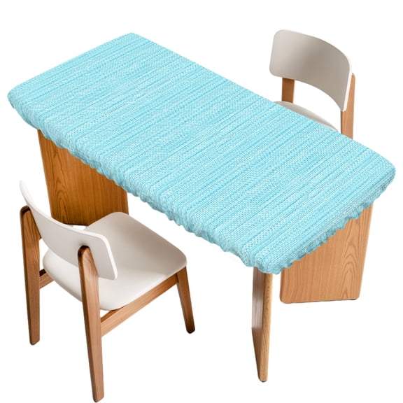 Sky Blue Fitted Rectangle Tablecloth 24" x 50" Country Vintage Minimalist Solid Color Backdrop Elastic Table Cloth Fits for 4 Foot Folding Tables Waterproof Table Cover for Picnic Camping Outdoor