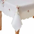 thumbnail image 2 of Violet Linen Embroidered Candle White Christmas Table Topper, 36" Square, Jingle Bell, 2 of 4