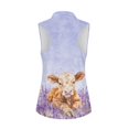 thumbnail image 2 of Whosucclay Calf in Lavender Field Women's Sleeveless Golf Shirts for Ladies, Fashion Elastic Womens Golf Shirt for Tennis Outdoor XS - 2XL, 2 of 7