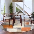 thumbnail image 4 of Burnt Orange Grey Round Rugs 5ft, Oil Painting Modern Abstract Art Non Slip Washable Rug Runner, Low Pile Indoor Floor Carpet Mat Bathroom Rugs for Living Room, Bedroom, Kids Room, 4 of 9