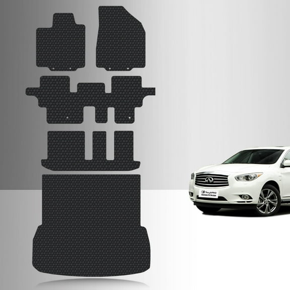 ToughPRO Full Set   3rd Row   Trunk Mats Compatible with Infiniti QX60 2020 - All Weather Heavy Duty (Made in USA) Black Rubber