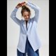 thumbnail image 5 of Camisas de Mujer con Botones, Larga, Algodón, Informales, con Cuello, Corte Holgado. Azul L, 5 of 7