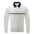 thumbnail image 3 of Blusa y camisa de manga larga con cuello vuelto para hombre, holgada, con solapa y botones, deportiva, de manga larga y solapa., 3 of 4