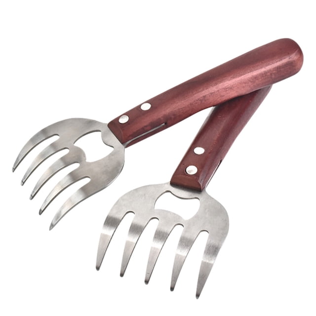 Matsuzay 2 uds, garras para triturar carne, tenedor triturador de pavo y cerdo de acero inoxidable para barbacoa Cocina y Comedor 2 uds caoba