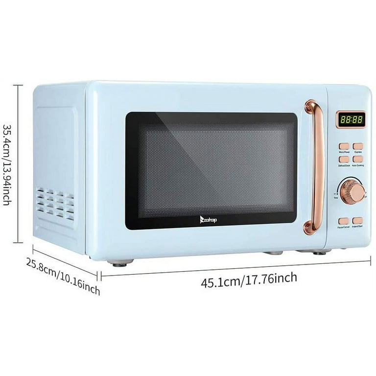  MAT EXPERT 0.7 Cu.ft Compact Microwave Oven, Digital Timing &  Child Lock, Small Microwave w/Glass Turntable & 6 Preset Buttons, Delayed  Start Function, 700W Mini Microwave w/5 Micro Power (Golden) 