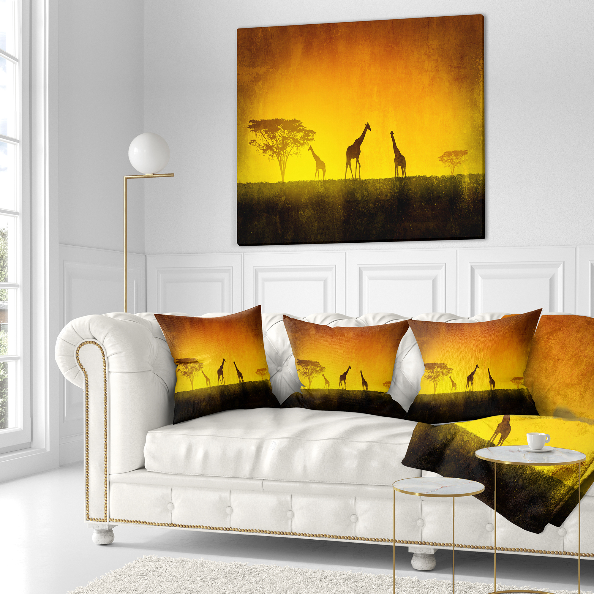 Designart African Sunset Aura - Landscape Printed Throw Pillow - 16x16