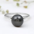 thumbnail image 2 of Rosec Jewels Tahitian Pearl Solitaire Engagement Ring with Diamond - 8 Carat - Black Pearl Ring - AAA Quality - With Jewelry Box, 10K White Gold, US 8.50, 2 of 8