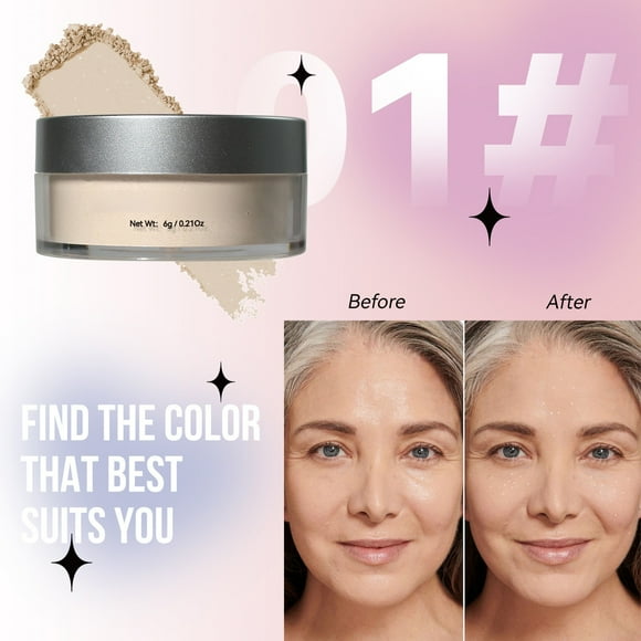 Pompotops Beauty Products Clearance,Women Beauty Gifts,Translucent Setting Powder Setting Powder Oil Control Tone-up Face Powder Highlighter Makeup Finishing Long-Lasting Loose Powder