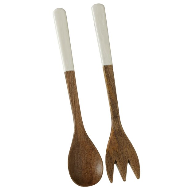 White Handle Salad Server set/2